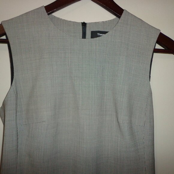 Theory Sleeveless Fitted Dress Size 2 Fully Lined Black/White Mini Houndstooth - Picture 4 of 12